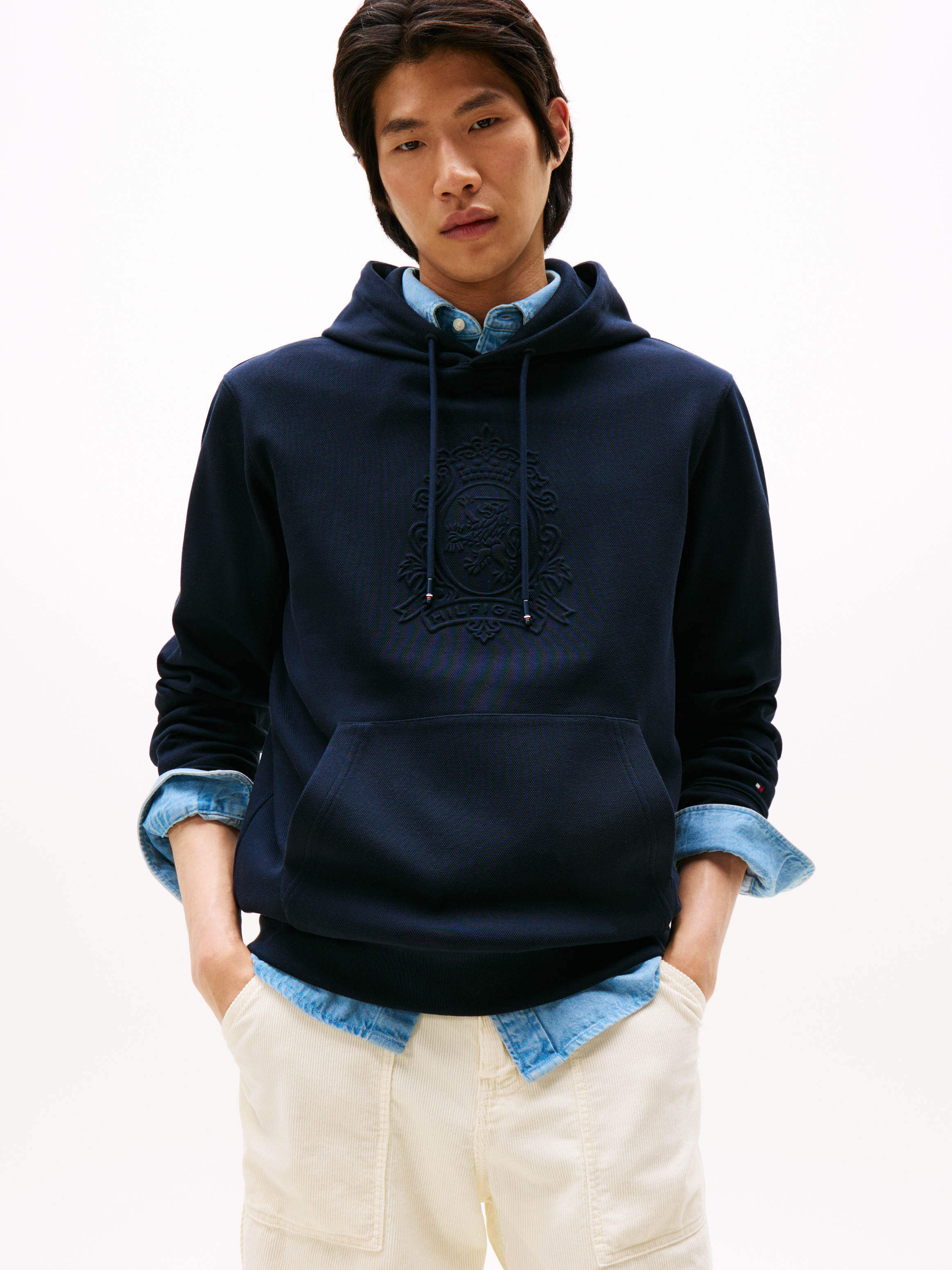 Waffle Knit Quarter-Zip Relaxed Jumper | Sweatshirts & Hoodies
