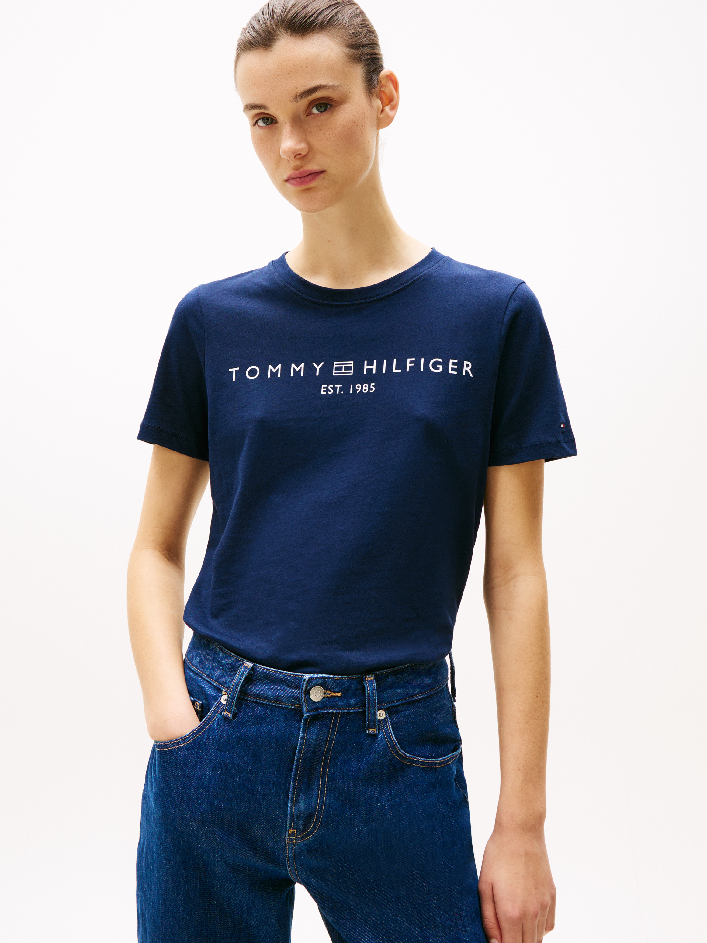 売れ筋商品|||トミー ヒルフィガー Tシャツ レディース トップス SCRIPT REGULAR - Print T-shirt - desert sky Script Regular Crew Neck | T-Shirts | Tommy Hilfiger