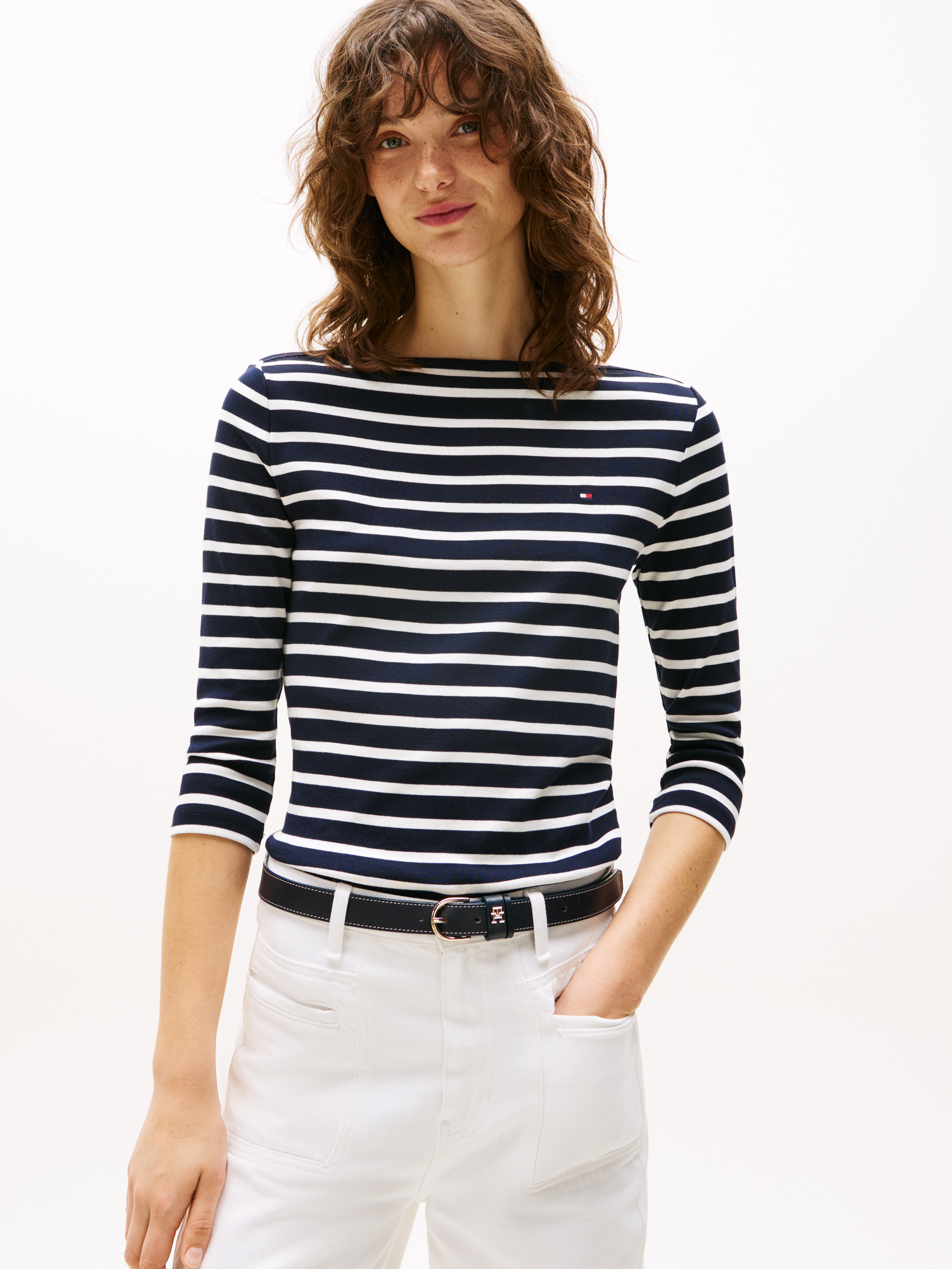 売れ筋商品|||トミー ヒルフィガー Tシャツ レディース トップス SLIM HENLEY SCOOP - Long sleeved top - dark night navy/calico WW0WW439050A4-MO-ST-F1.jpg?w=