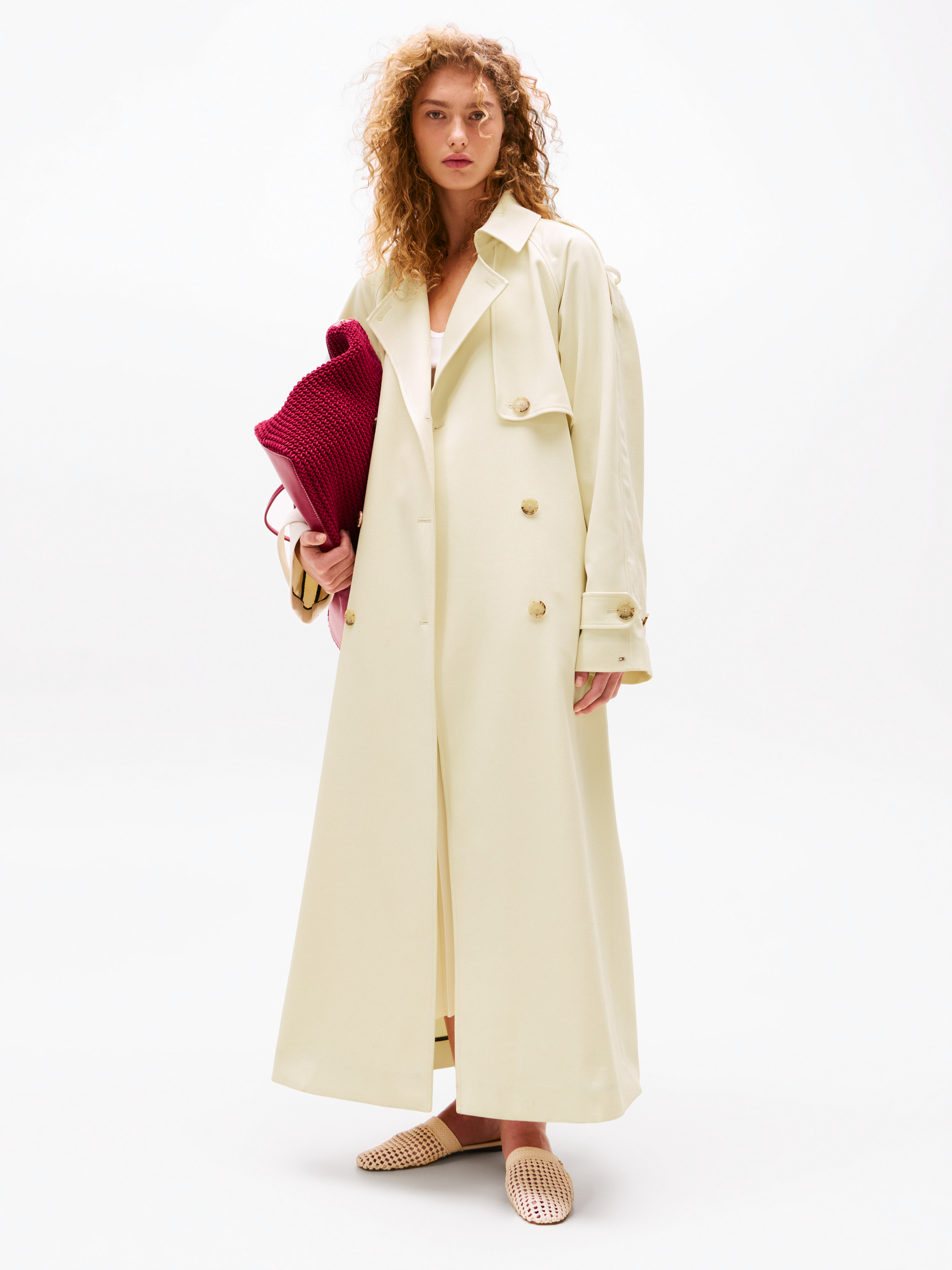 Double b￼reast maxi ct CIDER Oversized Solid Collar Long Trench Coat With Belt